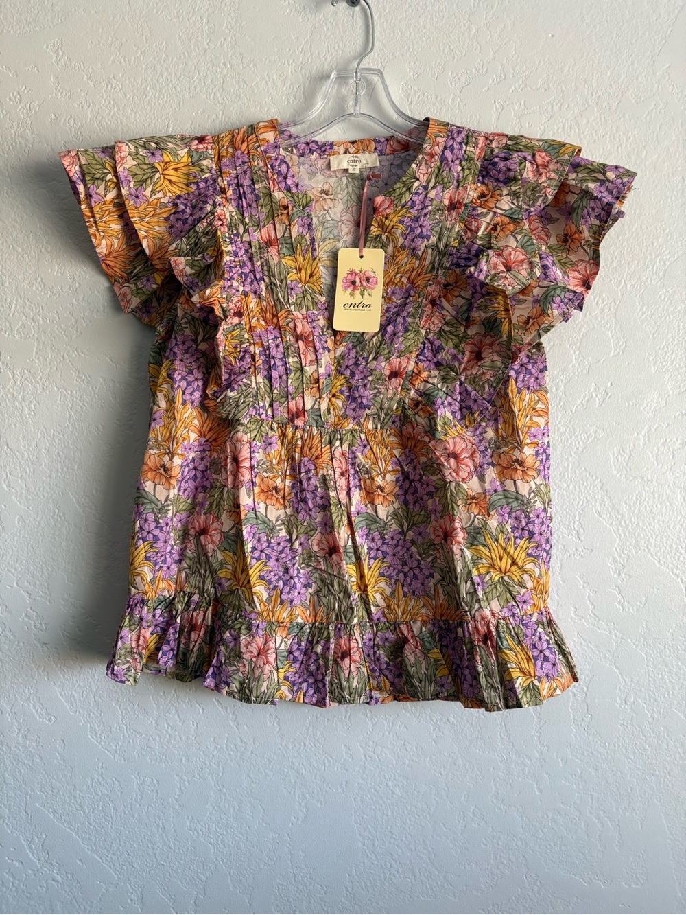 ❤️NEW entro Floral V-Neck Blouse — Purple, Yellow, Green, Pink